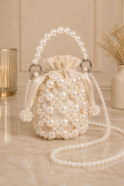 Pearl Drawstring Bucket Bag